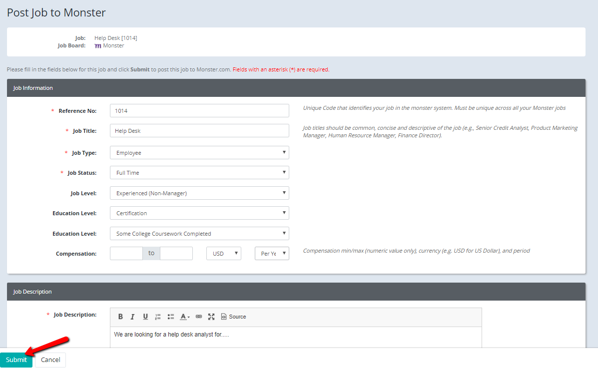 Posting Your Jobs to Monster