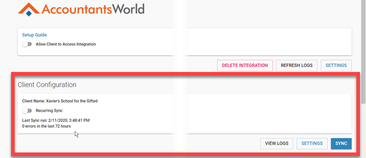AccountantsWorld - WorkforceHub Integration - Company Setup