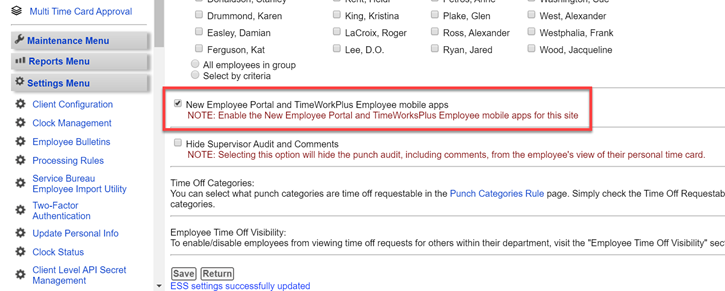 Employee Portal Time Card