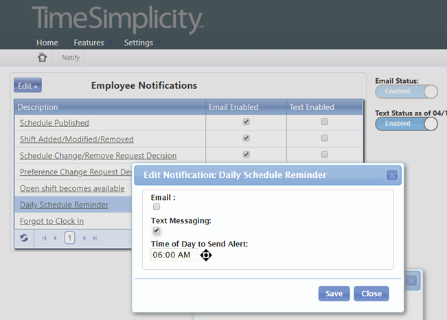 Restart Text Notifications for Scheduling